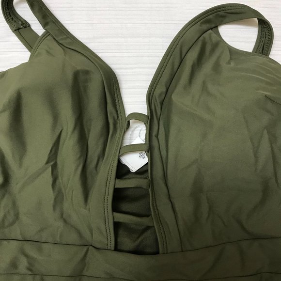 Cupshe Oasis Green Strappy Front Blocked One Piece Swimsuit NWT Size Large - Picture 4 of 6